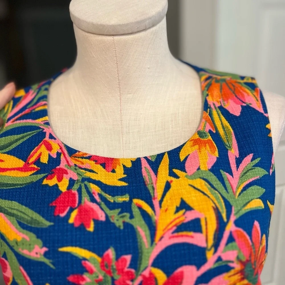 J. CREW colorful tropical sleeveless sheath cotton dress - Picture 7 of 13